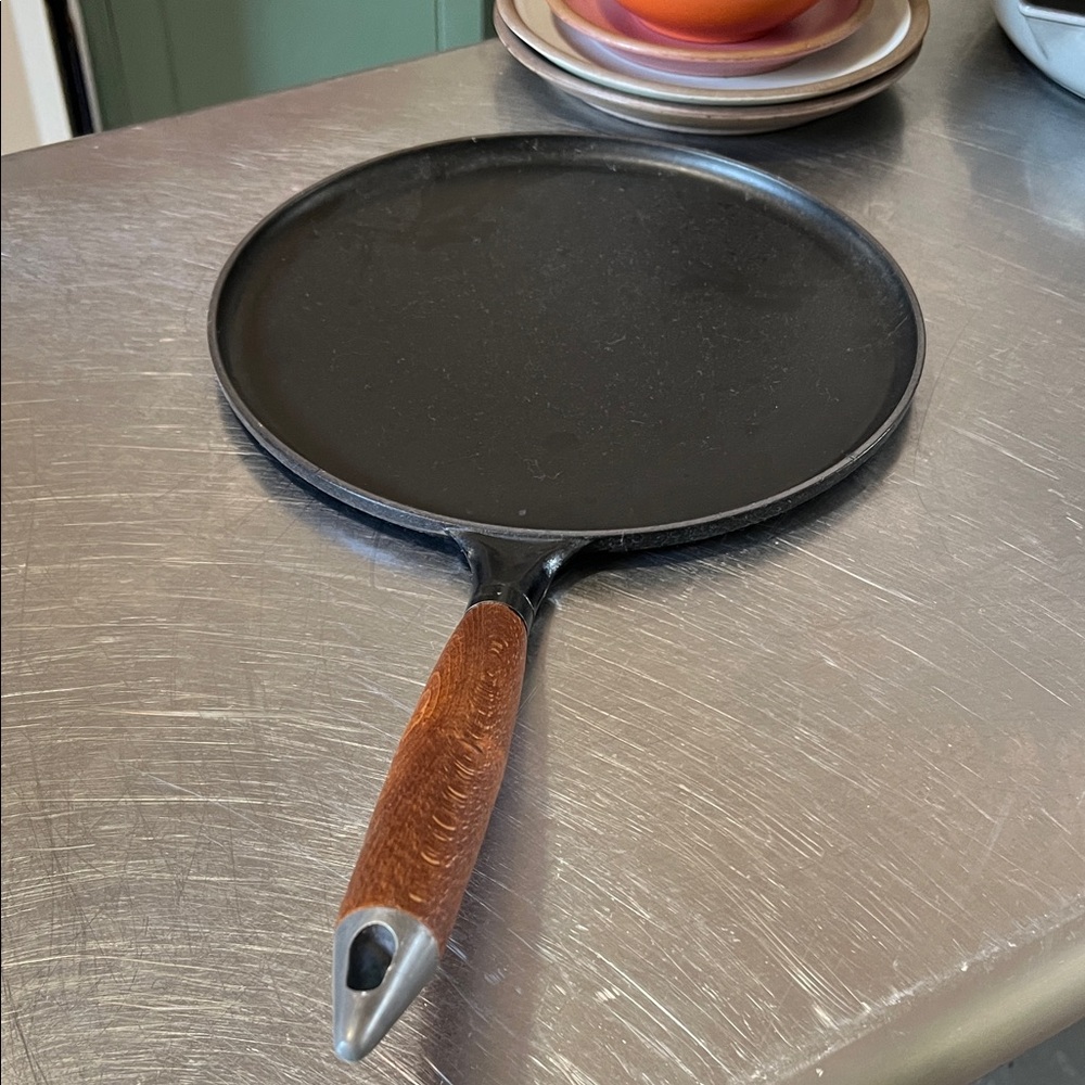 Staub Cast Iron Black Crepe Pan with Wooden Handle